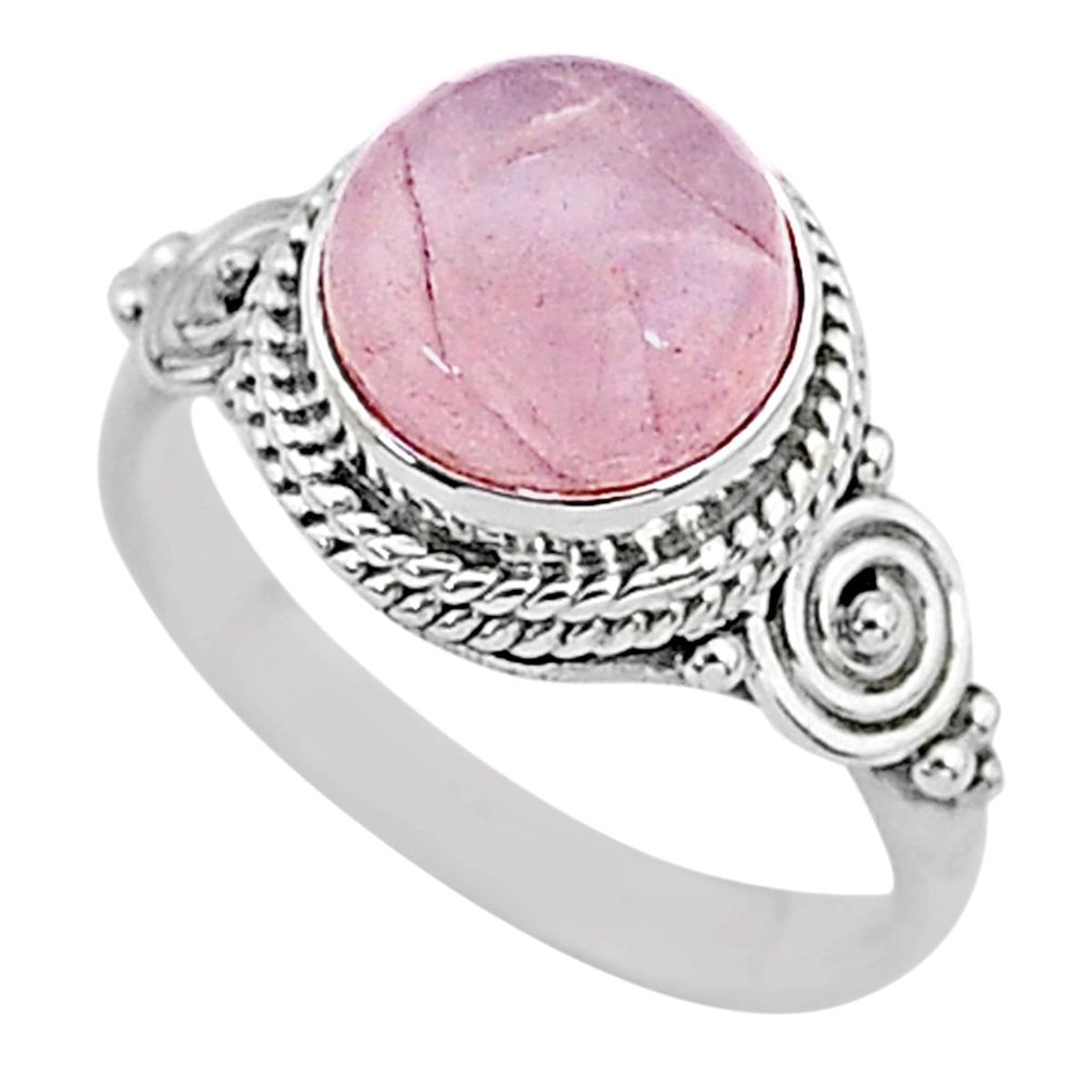 3.27cts natural pink rose quartz 925 silver solitaire ring jewelry size 5 t6020