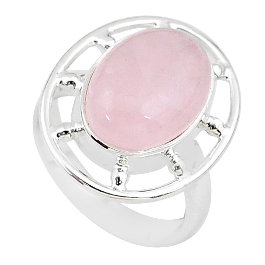 6.31cts natural pink rose quartz 925 silver solitaire ring jewelry size 6 r96179