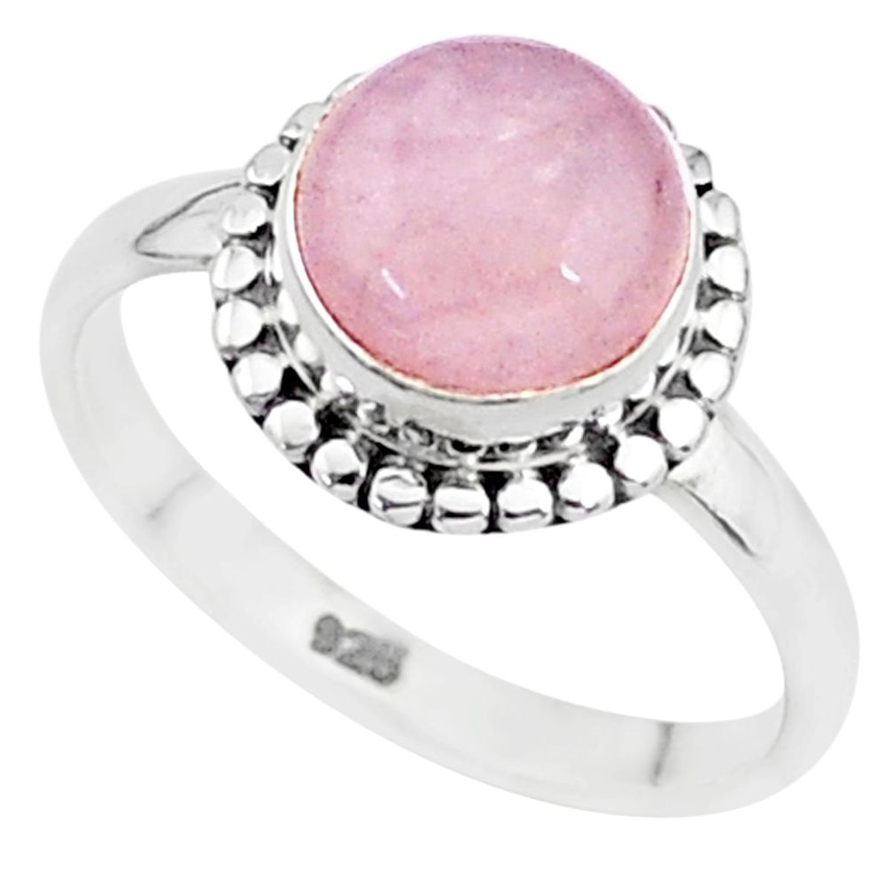 3.31cts natural pink rose quartz 925 silver solitaire ring jewelry size 6 t6013