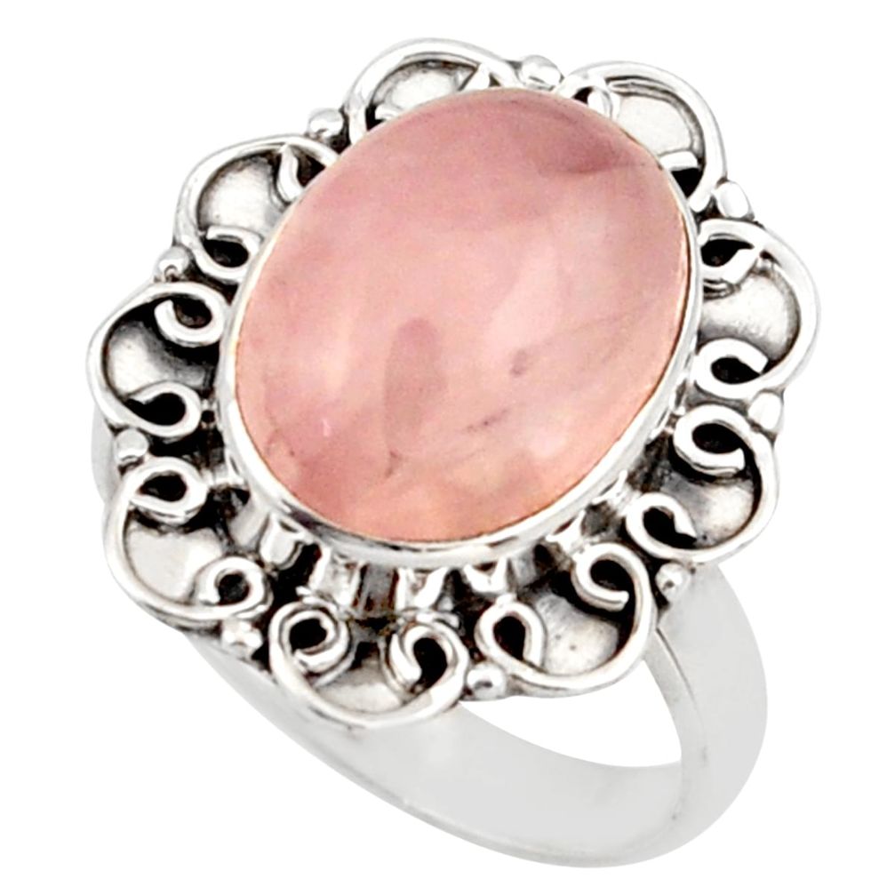 6.04cts natural pink rose quartz 925 silver solitaire ring jewelry size 7 d47468