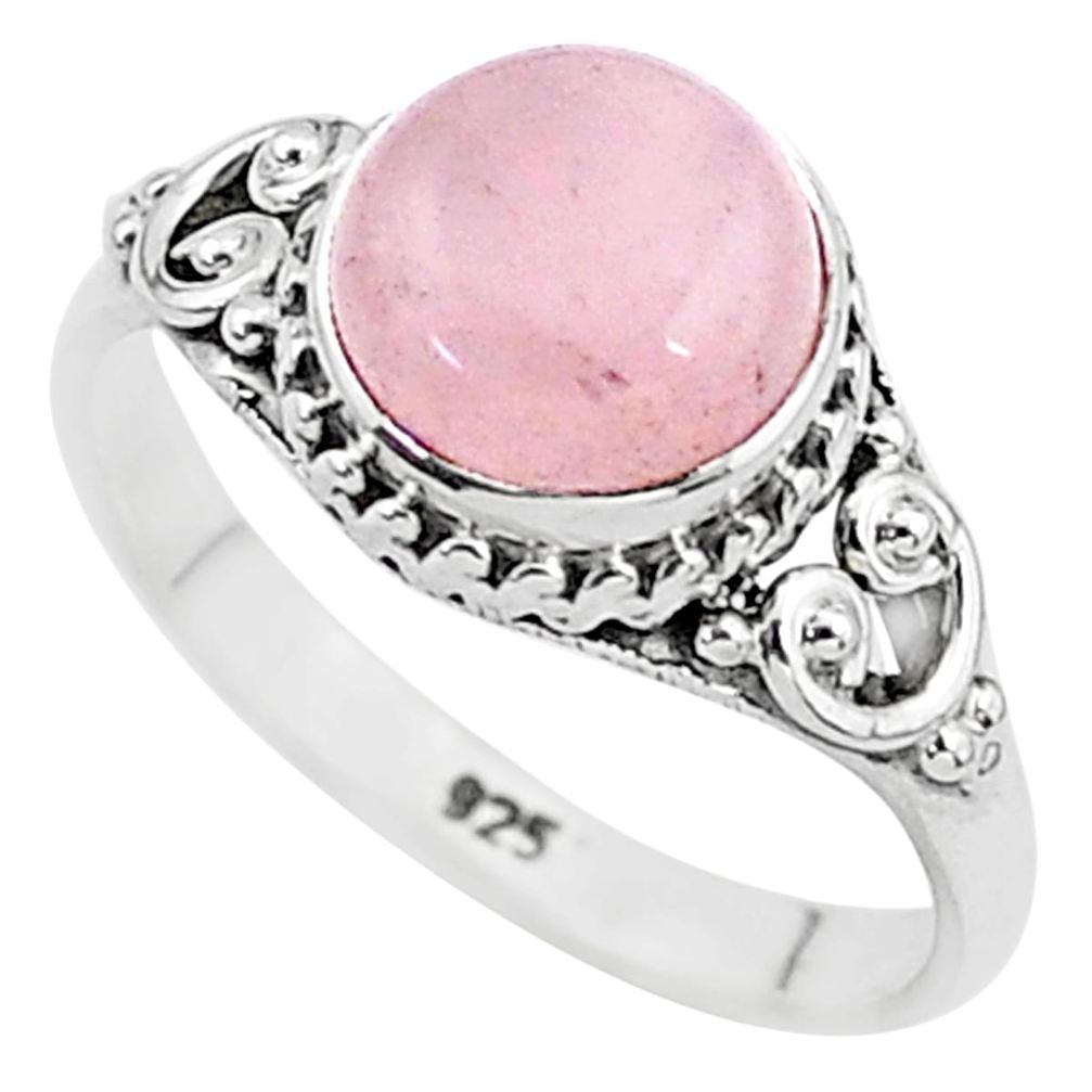 2.87cts natural pink rose quartz 925 silver solitaire ring jewelry size 7 t6007