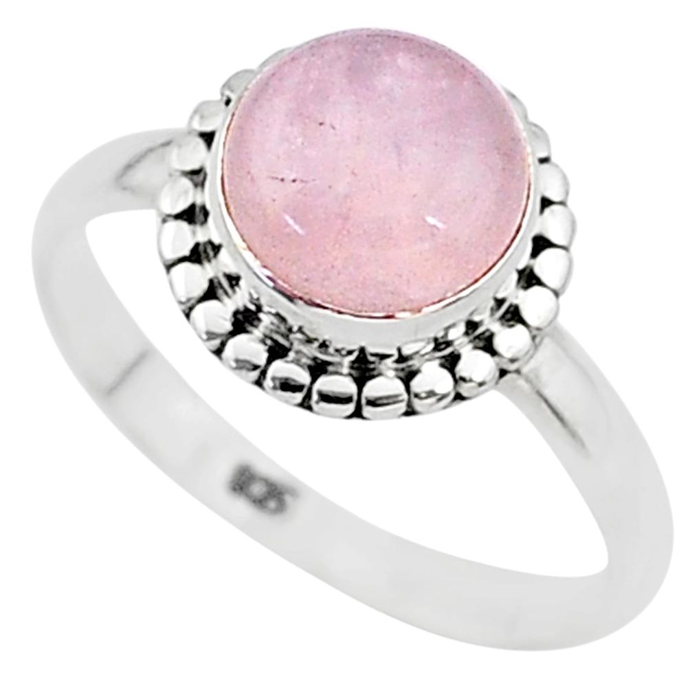 3.12cts natural pink rose quartz 925 silver solitaire ring jewelry size 7 t6008