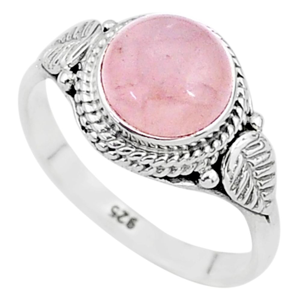 3.44cts natural pink rose quartz 925 silver solitaire ring jewelry size 7 t6011