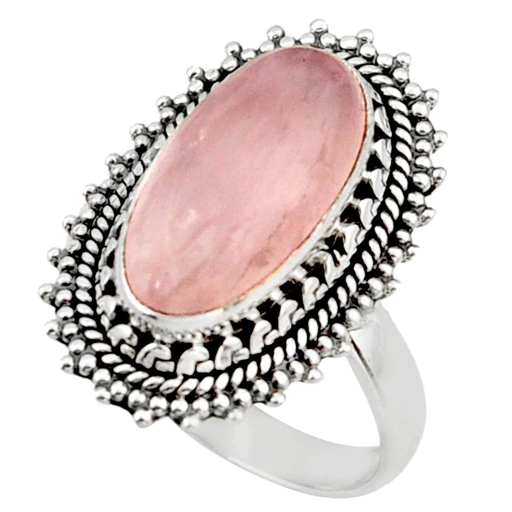 7.03cts natural pink rose quartz 925 silver solitaire ring jewelry size 8 d47472