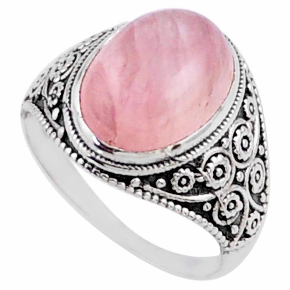 6.02cts natural pink rose quartz 925 silver solitaire ring jewelry size 8 r54624