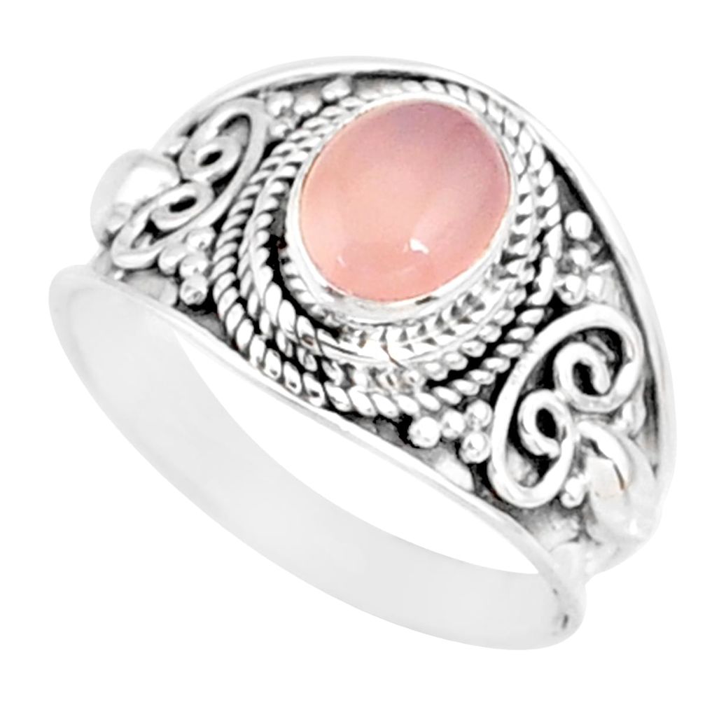 2.05cts natural pink rose quartz silver solitaire handmade ring size 8 r81525