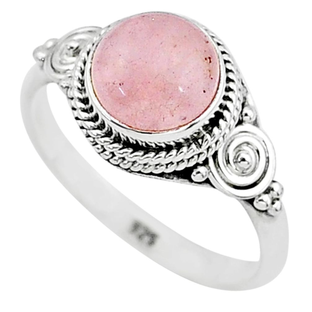 3.11cts natural pink rose quartz 925 silver solitaire ring jewelry size 8 t6009