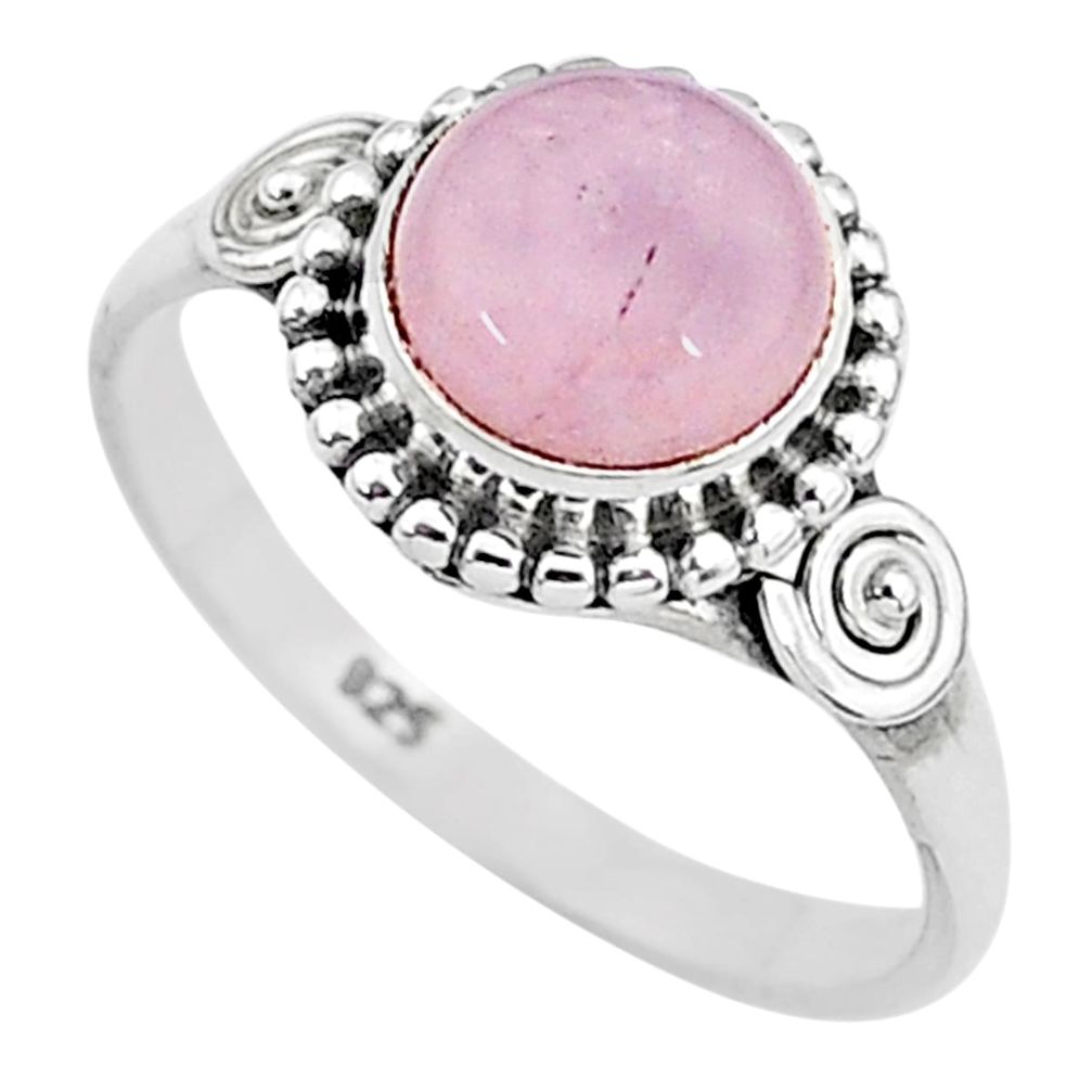 3.26cts natural pink rose quartz 925 silver solitaire ring jewelry size 8 t6018
