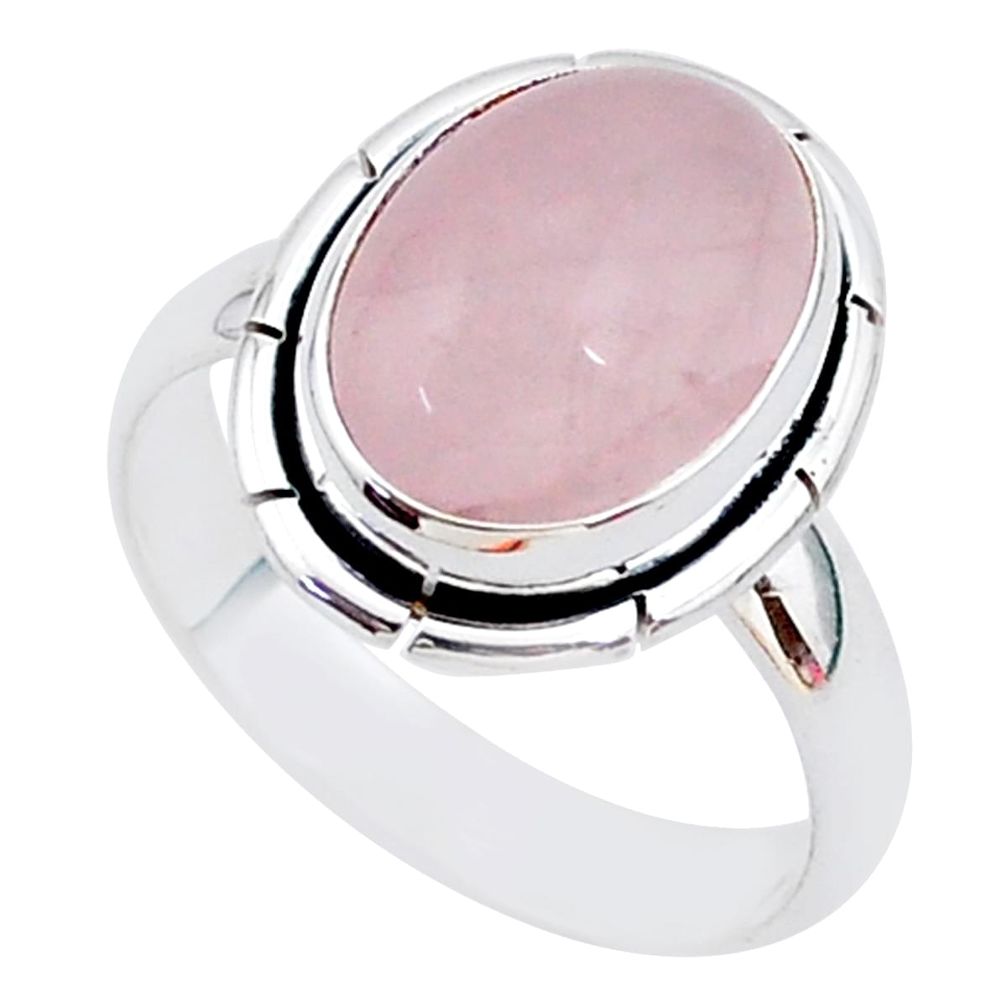 6.10cts natural pink rose quartz 925 silver solitaire ring jewelry size 9 r96210