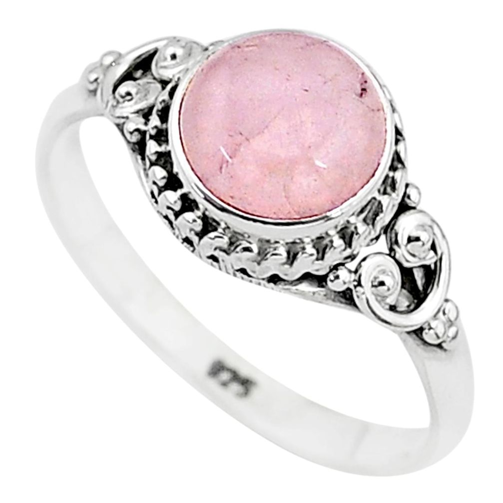 3.25cts natural pink rose quartz 925 silver solitaire ring jewelry size 9 t6015