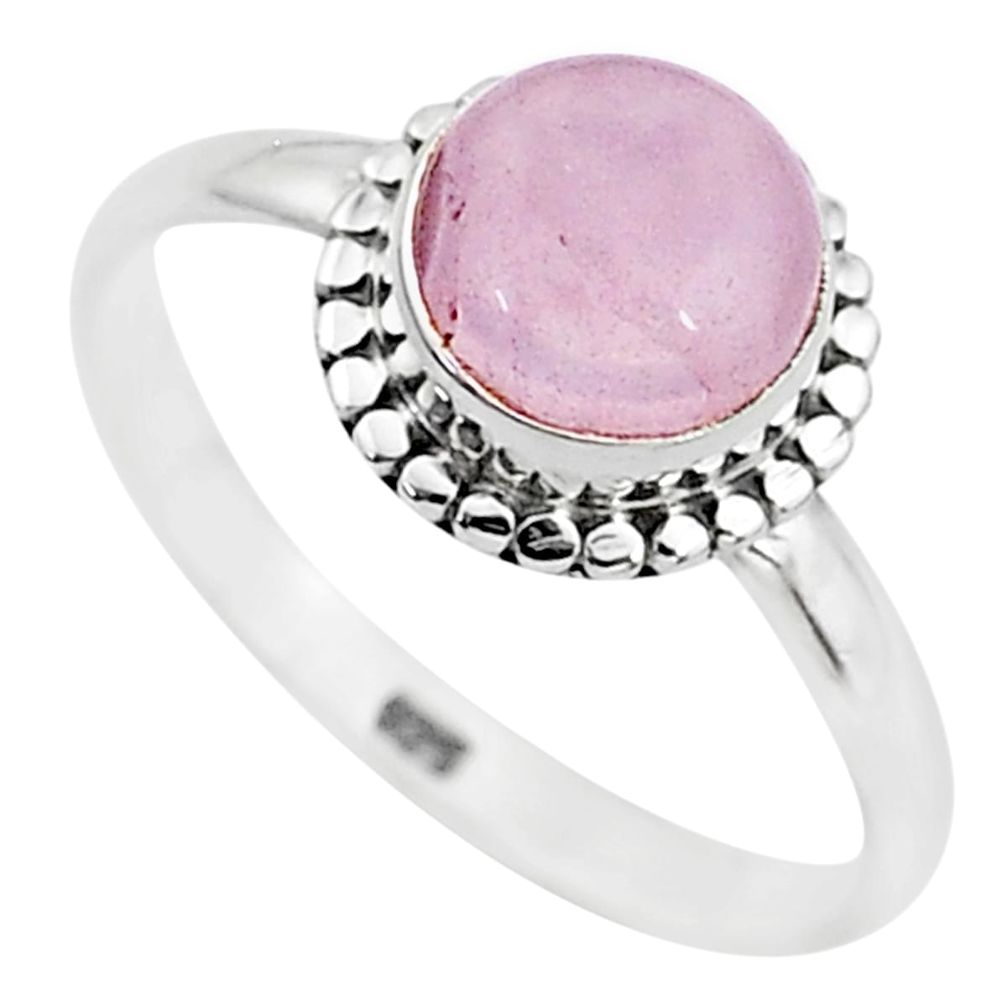 3.14cts natural pink rose quartz 925 silver solitaire ring jewelry size 9 t6016