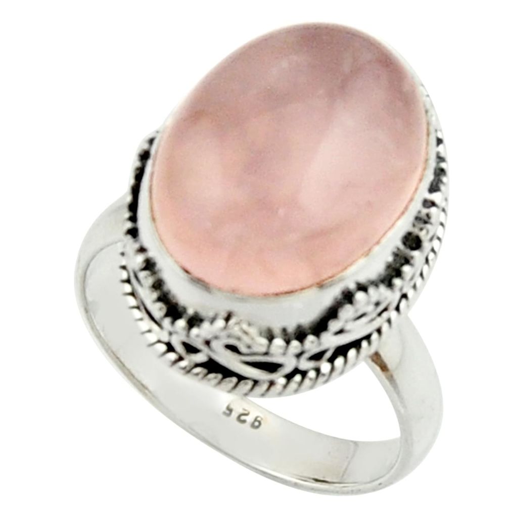 11.50cts natural pink rose quartz 925 silver solitaire ring size 8.5 r22328