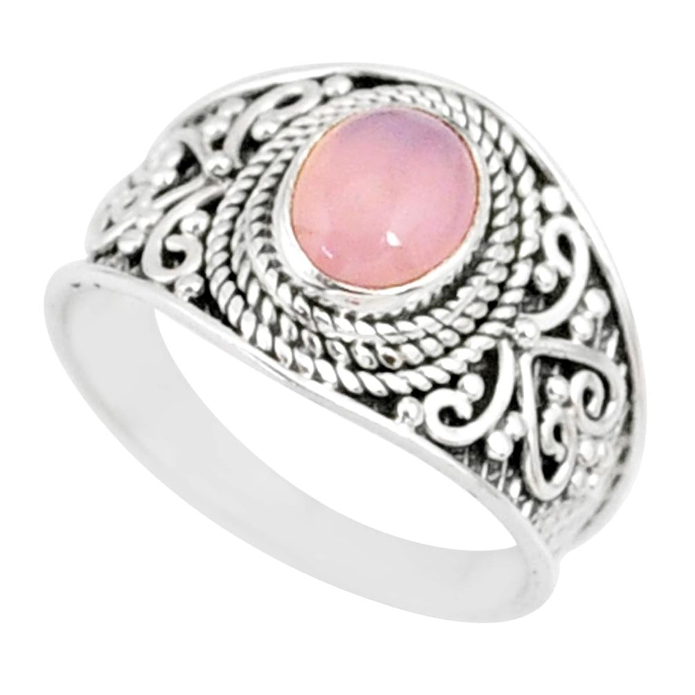 2.17cts natural pink rose quartz 925 silver solitaire ring size 7.5 r81538