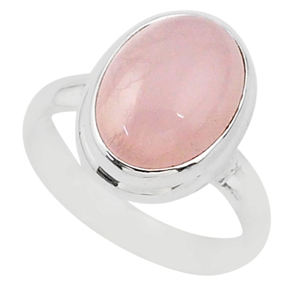 6.33cts natural pink rose quartz 925 silver solitaire ring size 7.5 r96605