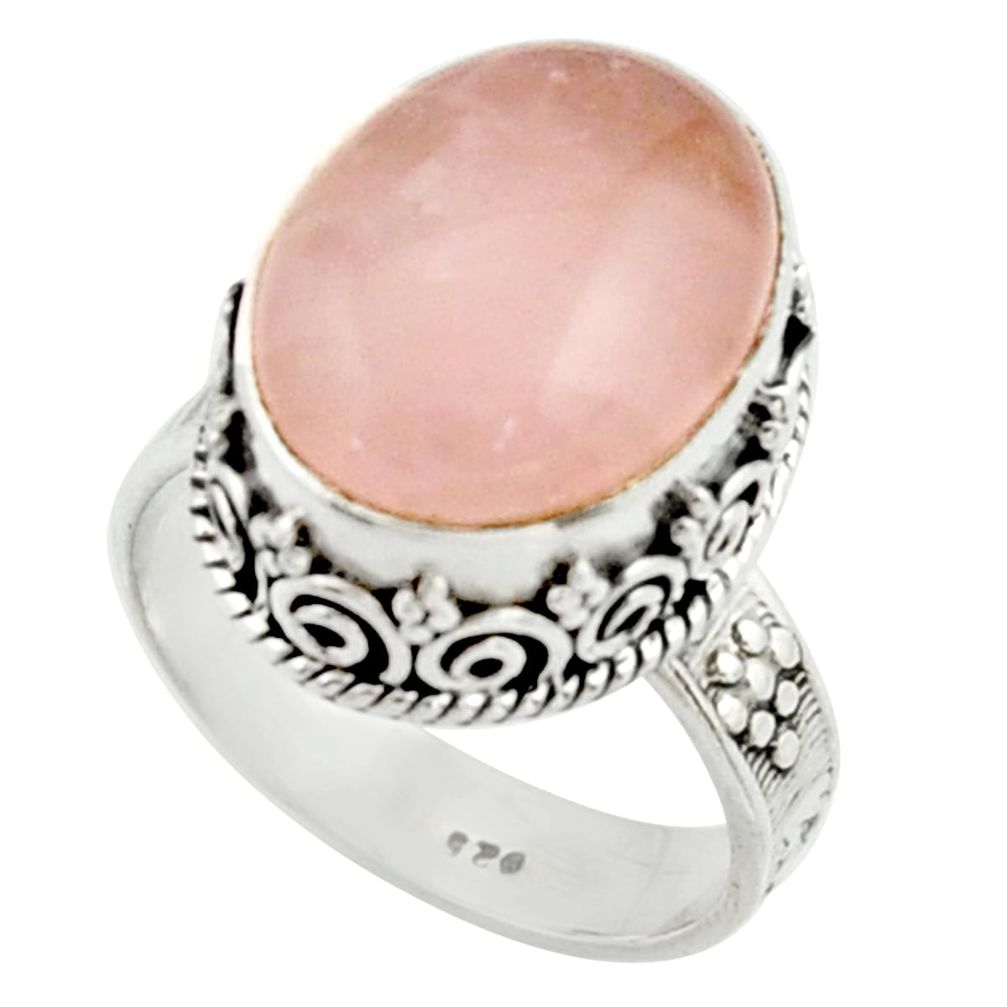 11.54cts natural pink rose quartz 925 silver solitaire ring size 8 r22324