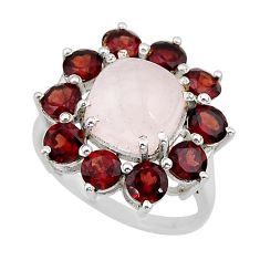 8.77cts natural pink rose quartz garnet 925 sterling silver ring size 6.5 y78753