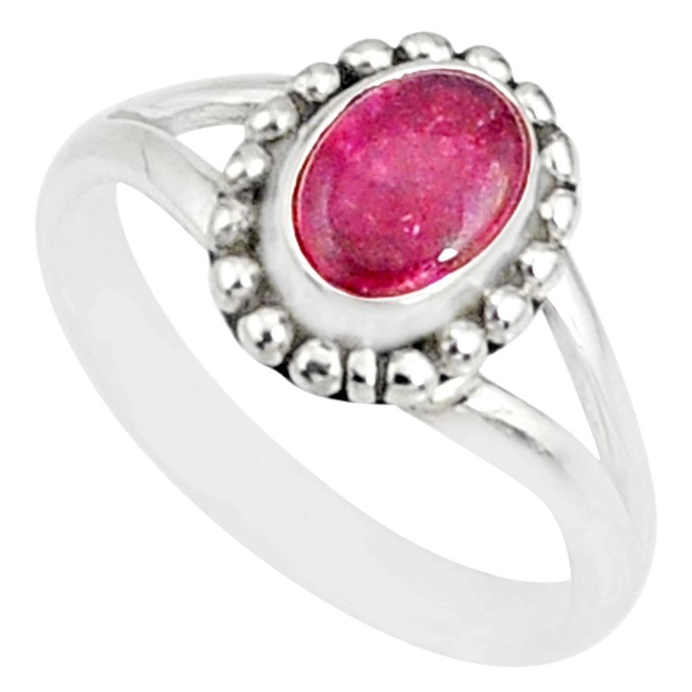1.54cts natural pink ruby 925 sterling silver solitaire ring size 5 r82182