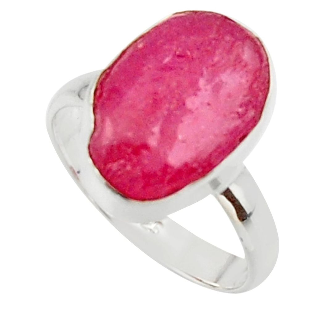 6.85cts natural pink ruby rough 925 silver solitaire ring jewelry size 7 r48985