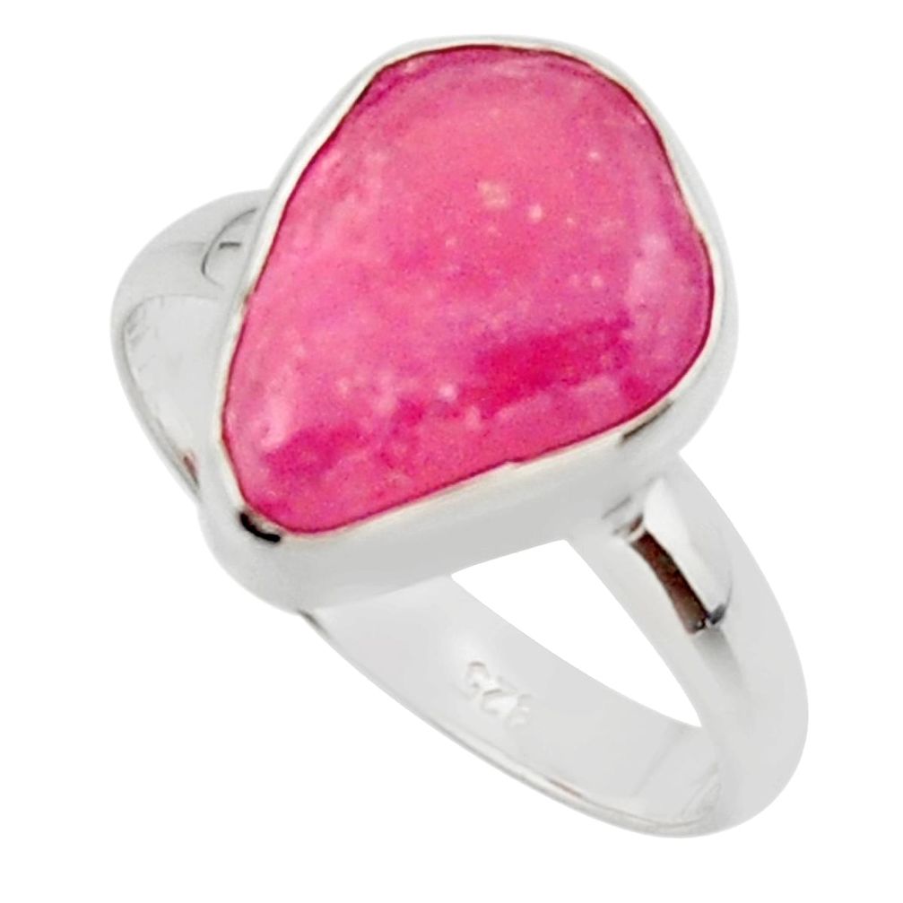 6.26cts natural pink ruby rough 925 silver solitaire ring size 8.5 r48988