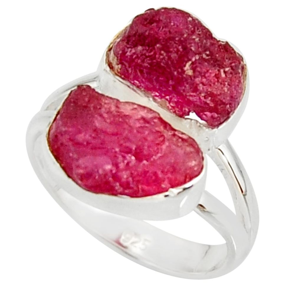 11.66cts natural pink ruby rough 925 sterling silver ring jewelry size 7 r38390