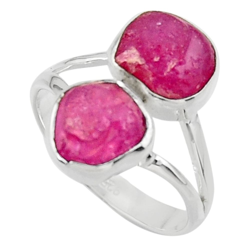 11.23cts natural pink ruby rough 925 sterling silver ring jewelry size 9 r49137