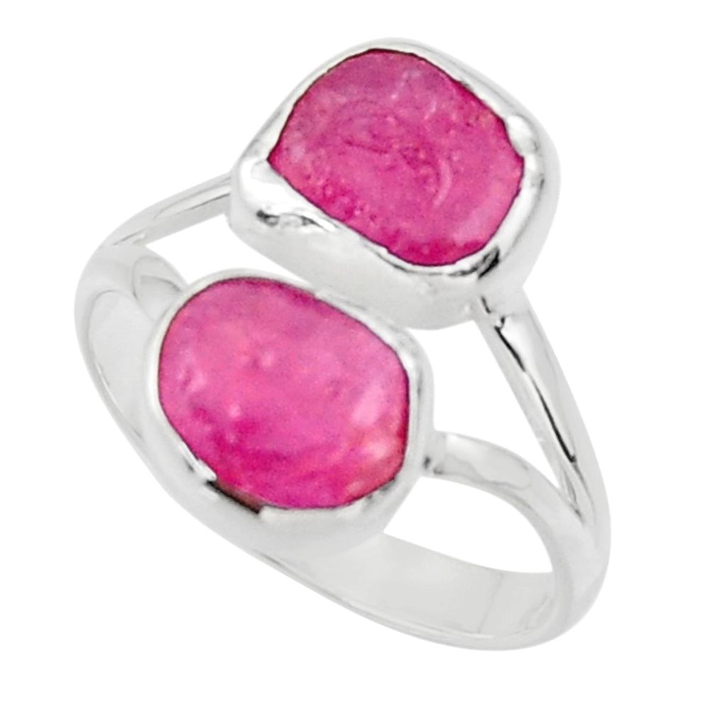 10.31cts natural pink ruby rough 925 sterling silver ring size 9.5 r49138