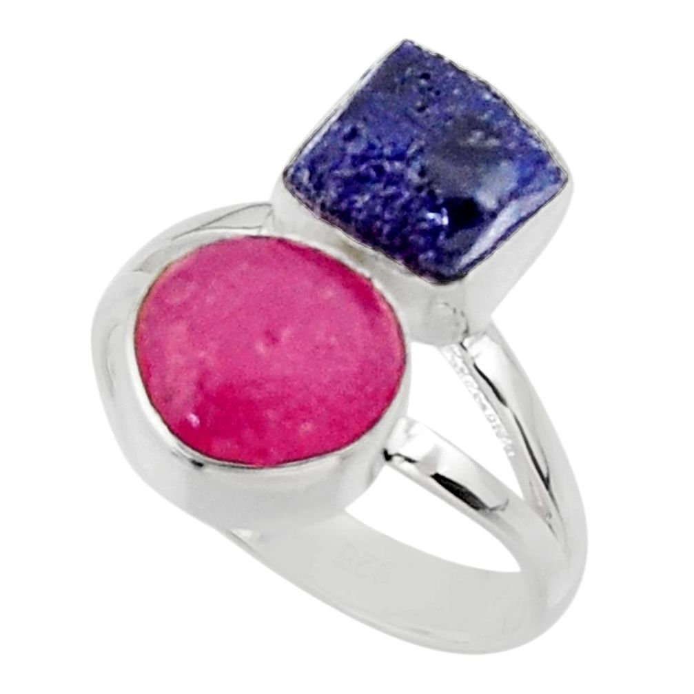 12.07cts natural pink ruby rough sapphire rough 925 silver ring size 7.5 r49140