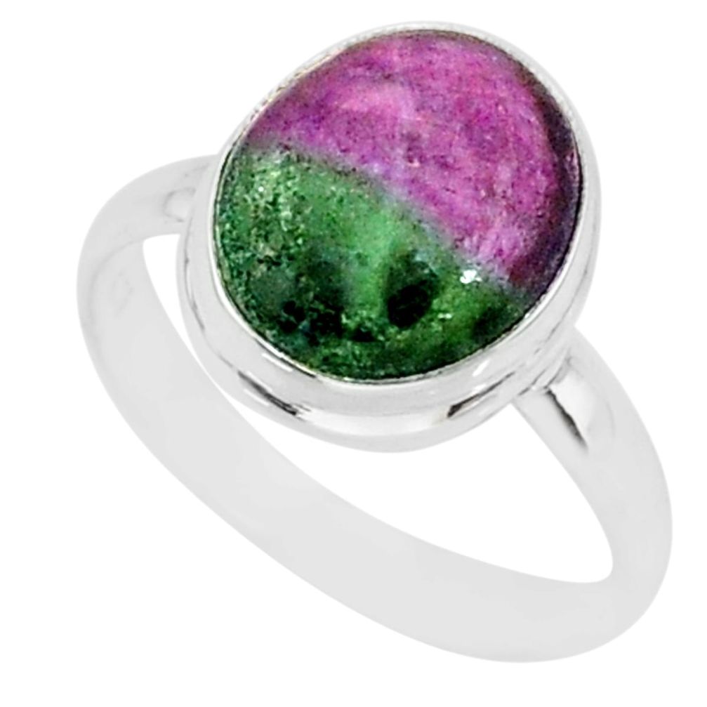 5.29cts natural pink ruby zoisite 925 sterling silver ring jewelry size 8 r88803