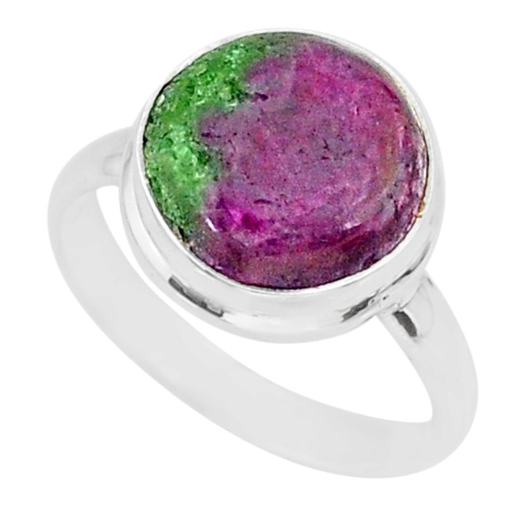 6.95cts natural pink ruby zoisite 925 sterling silver ring jewelry size 8 r88808