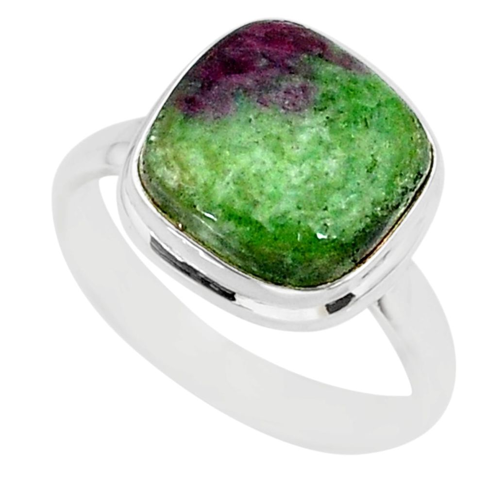 6.42cts natural pink ruby zoisite 925 sterling silver ring jewelry size 9 r88818