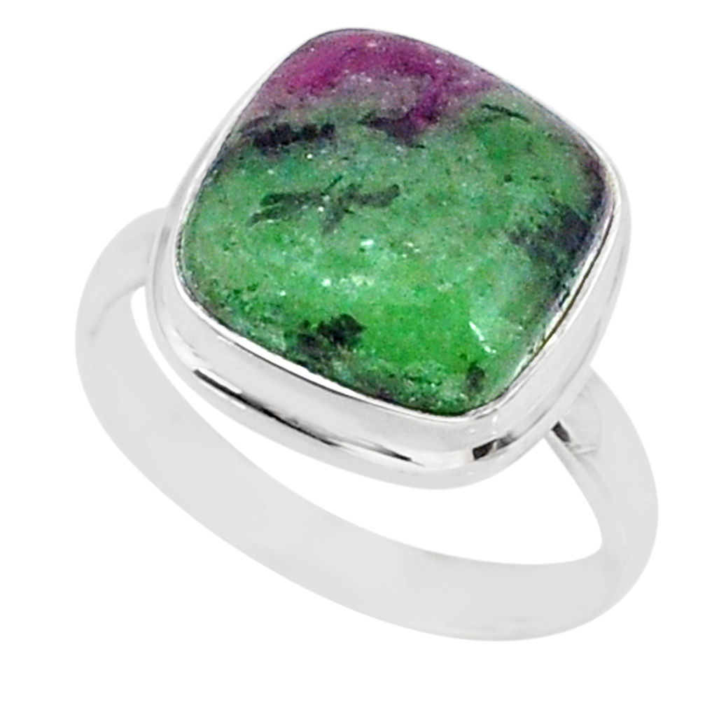 6.53cts natural pink ruby zoisite 925 sterling silver ring size 7.5 r88806