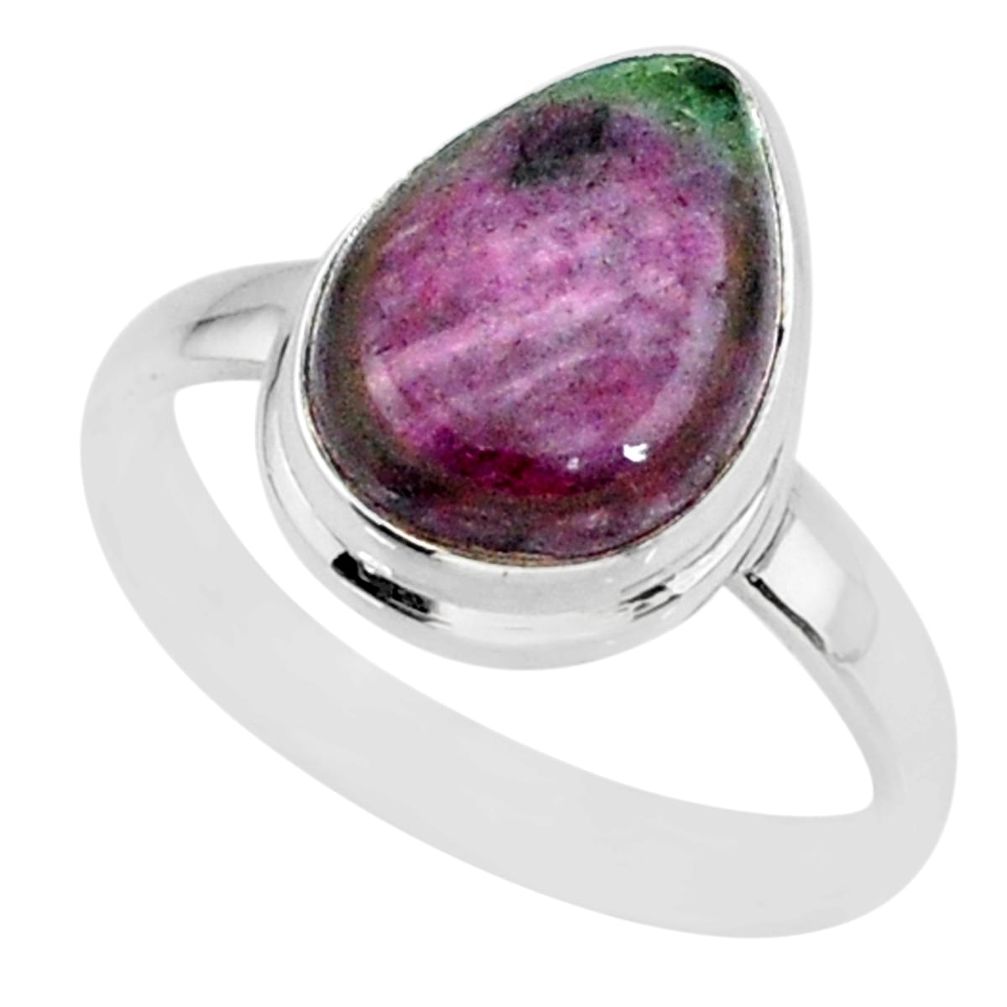 6.02cts natural pink ruby zoisite 925 sterling silver ring size 9.5 r88810