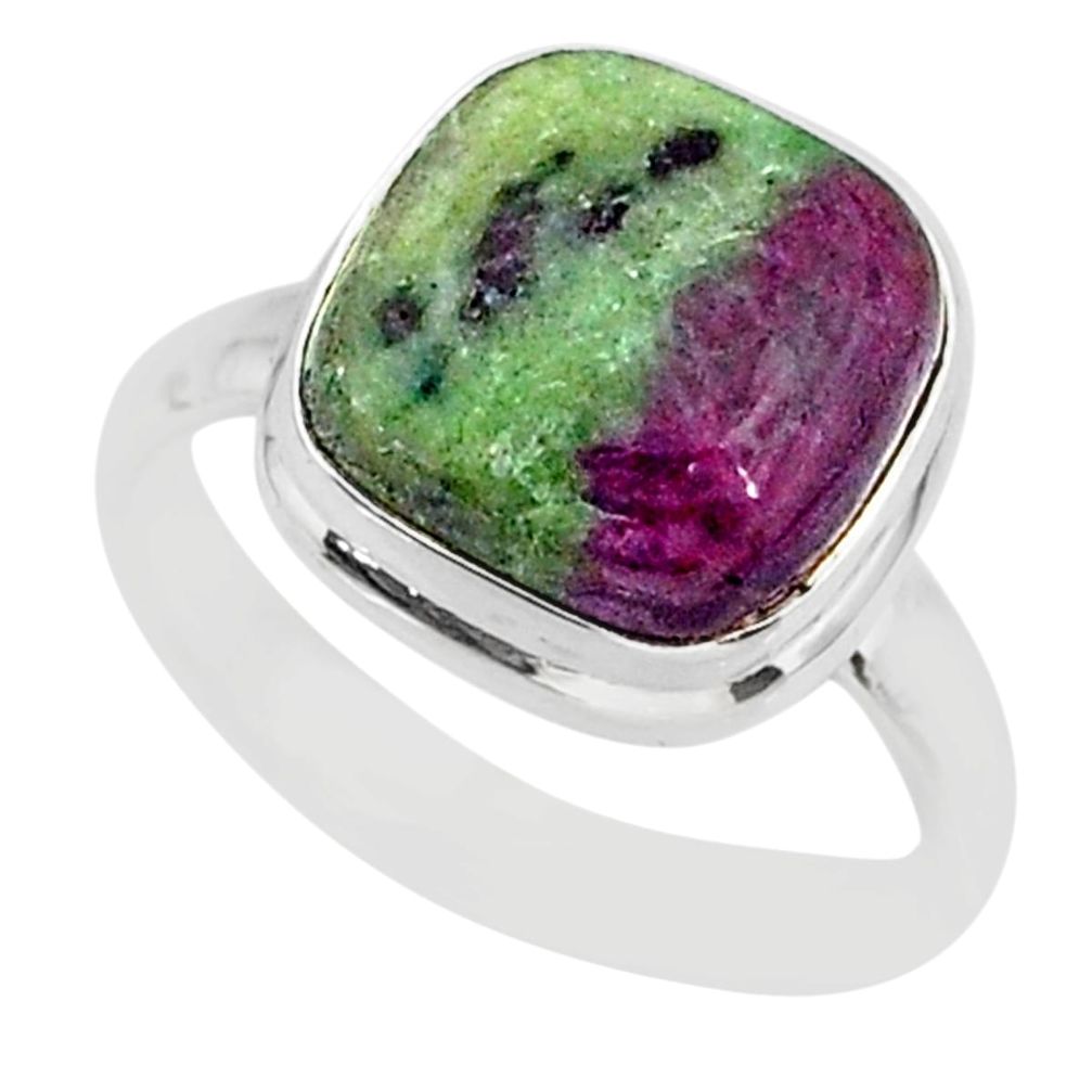 6.44cts natural pink ruby zoisite 925 sterling silver ring size 8.5 r88815