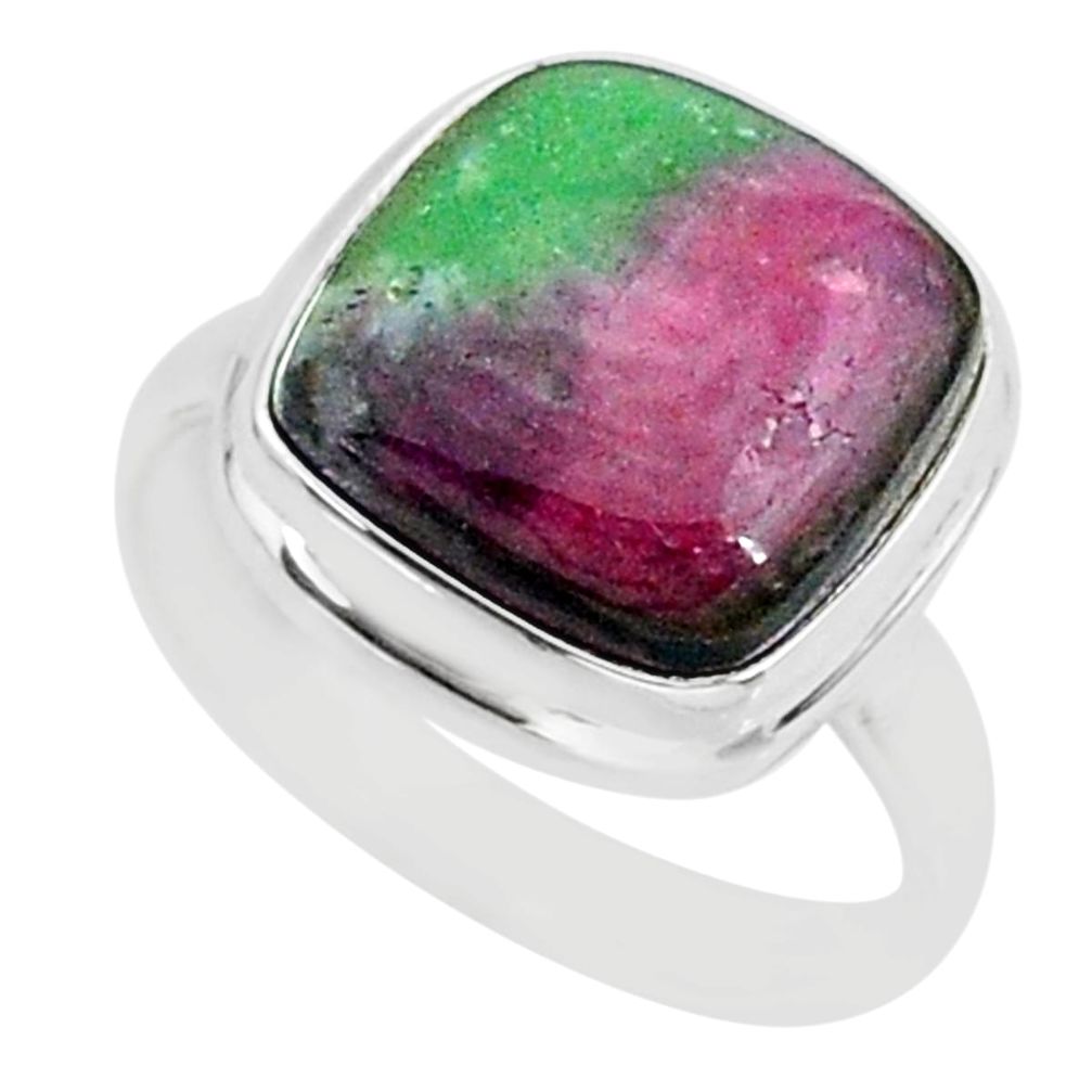 6.26cts natural pink ruby zoisite 925 sterling silver ring size 6.5 r88816