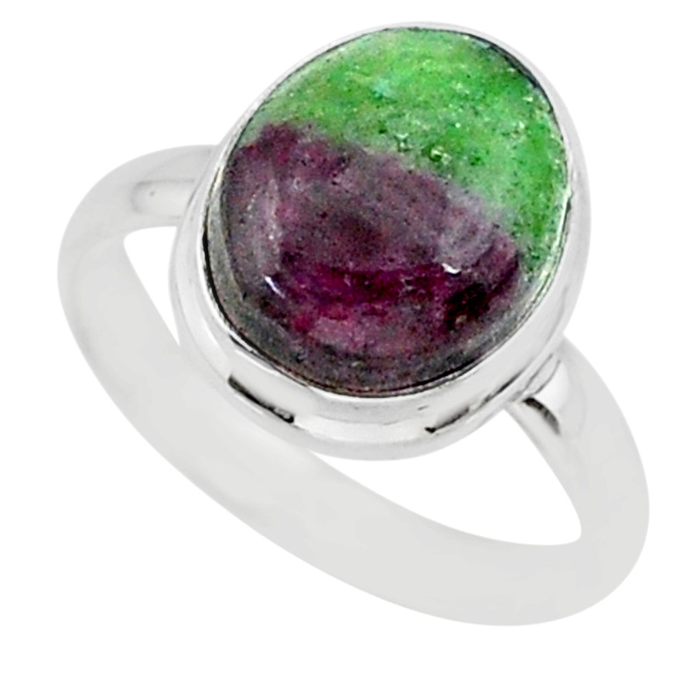 5.02cts natural pink ruby zoisite 925 sterling silver ring size 7.5 r88817
