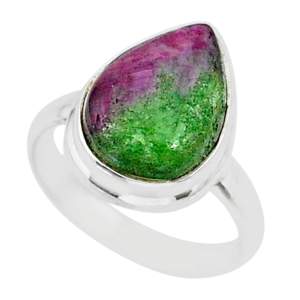 6.45cts natural pink ruby zoisite 925 sterling silver ring size 6.5 r88820