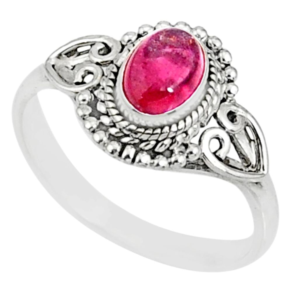 1.39cts natural pink tourmaline 925 silver solitaire ring jewelry size 5 r82463