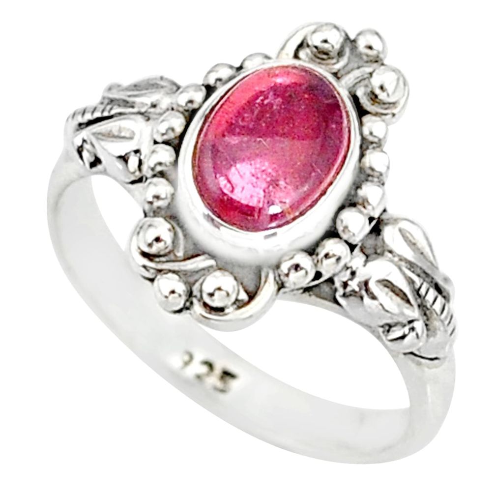 1.51cts natural pink tourmaline 925 silver solitaire handmade ring size 6 r82214