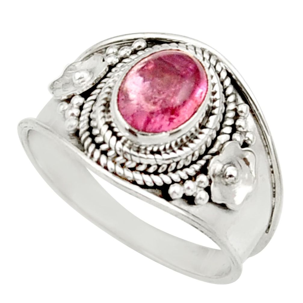 2.21cts natural pink tourmaline 925 silver solitaire ring jewelry size 7 d36121