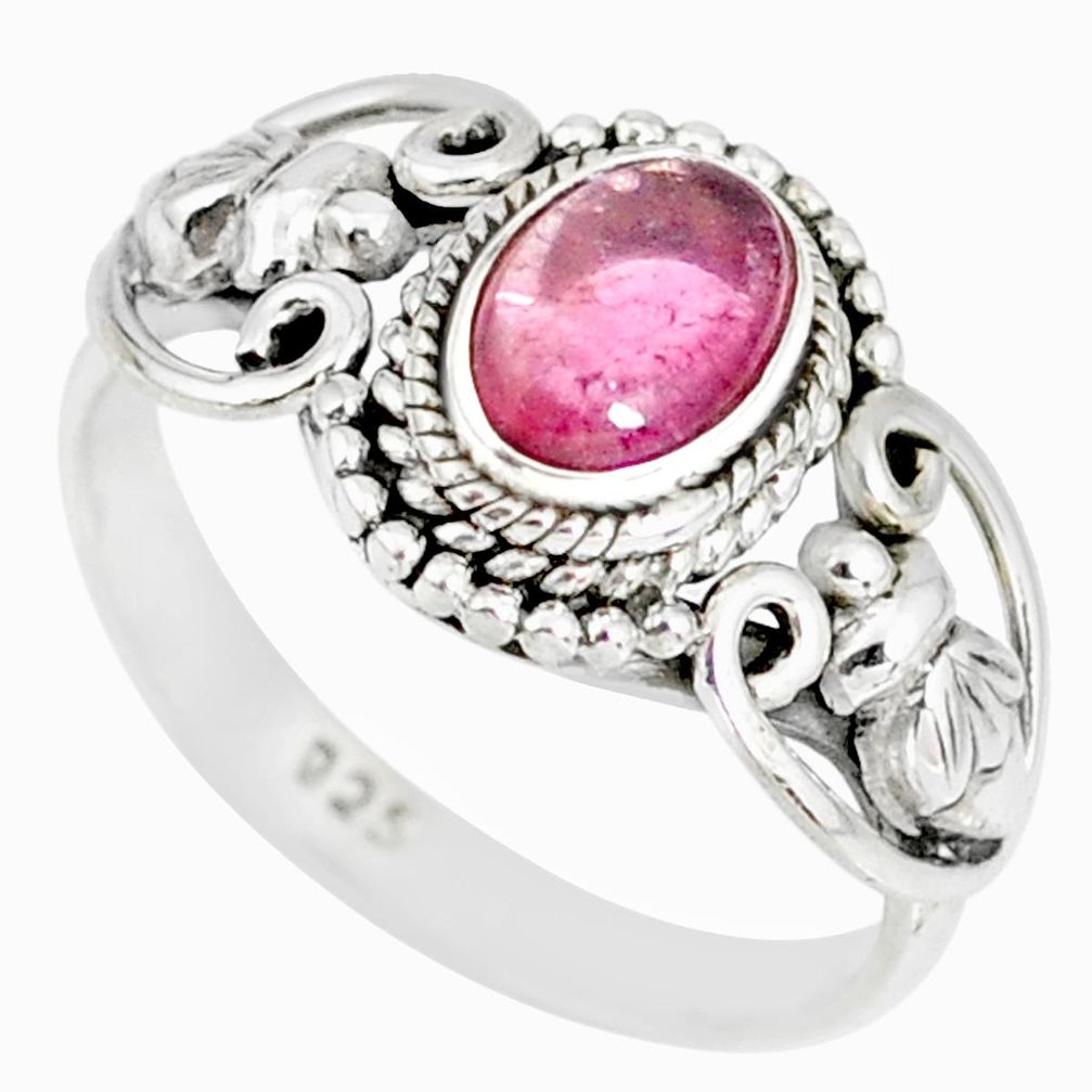 1.48cts natural pink tourmaline 925 silver solitaire handmade ring size 7 r82201