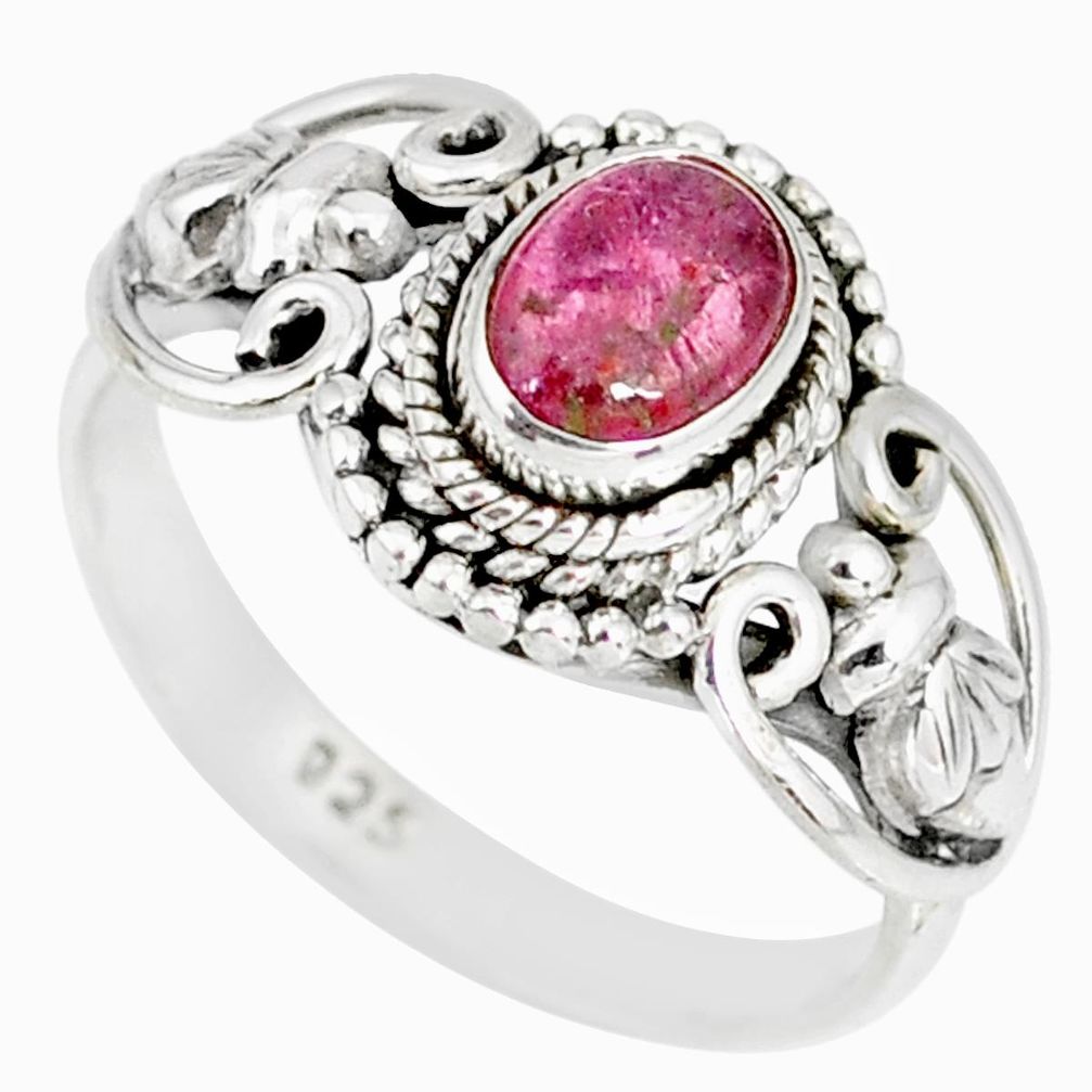 1.59cts natural pink tourmaline 925 silver solitaire handmade ring size 8 r82207