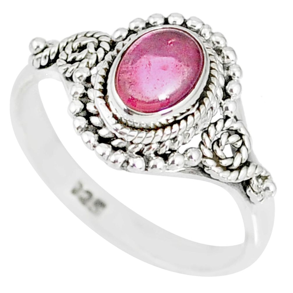 1.46cts natural pink tourmaline 925 silver solitaire handmade ring size 8 r82210