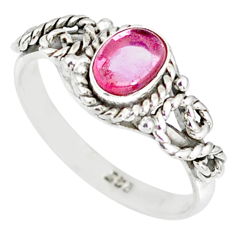 1.57cts natural pink tourmaline 925 silver solitaire ring jewelry size 8 r82349