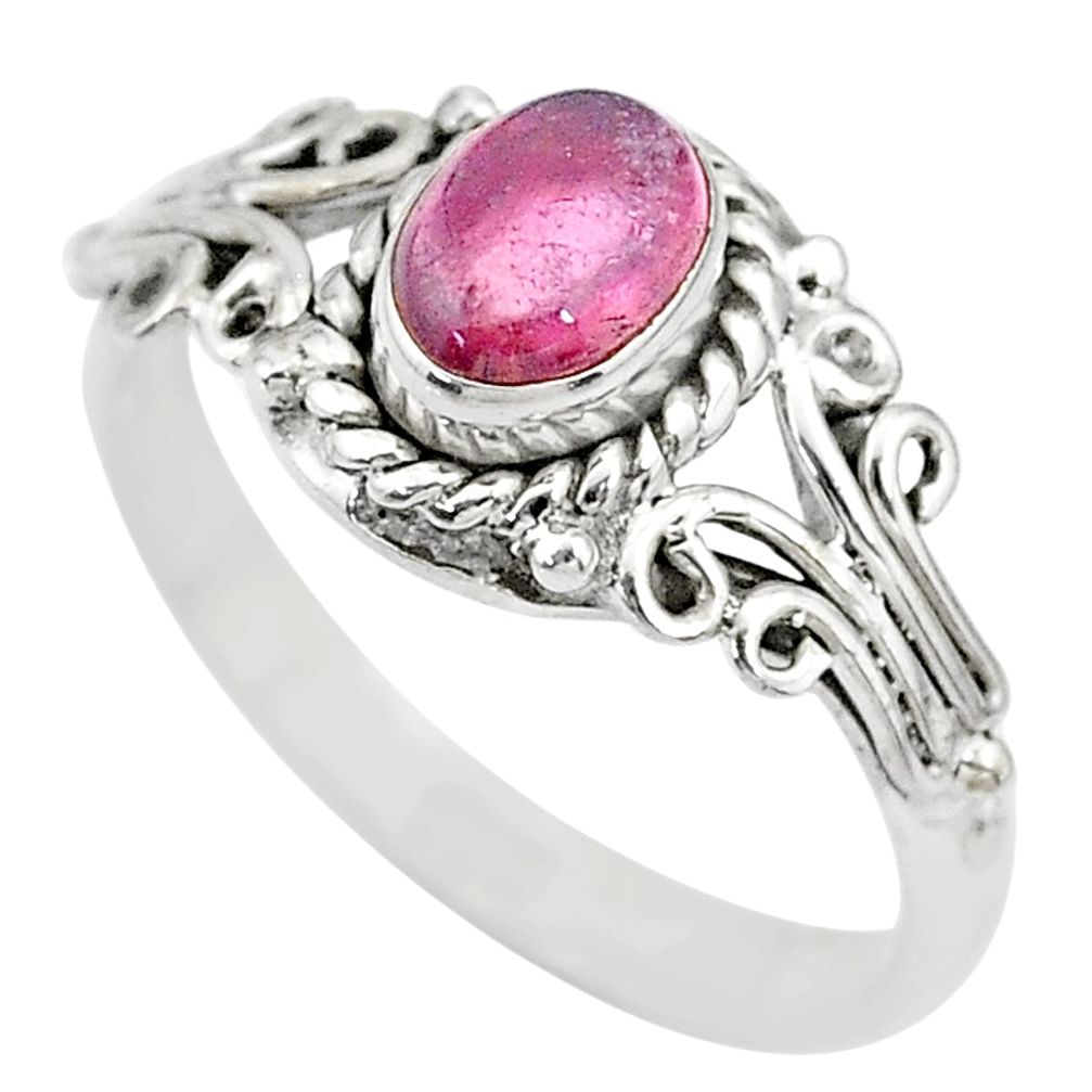 1.57cts natural pink tourmaline 925 silver solitaire ring jewelry size 8 t7690
