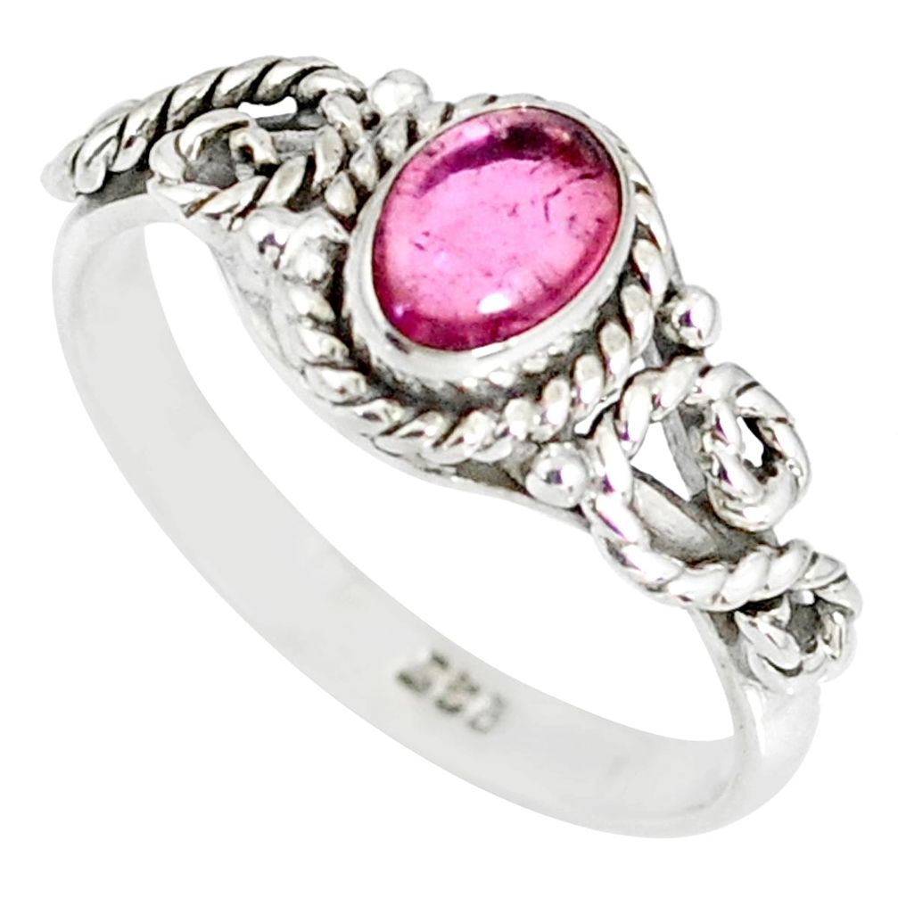 1.56cts natural pink tourmaline 925 silver solitaire handmade ring size 9 r82202