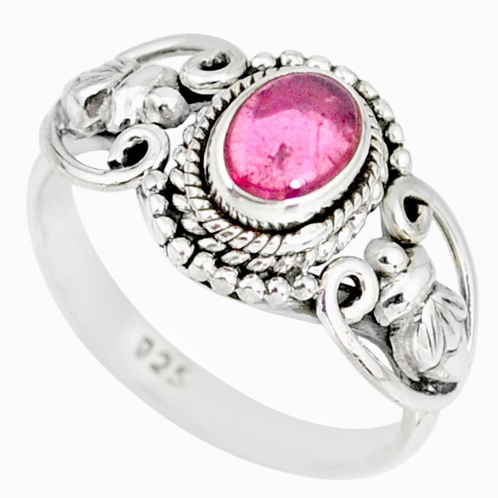 1.55cts natural pink tourmaline 925 silver solitaire handmade ring size 9 r82203