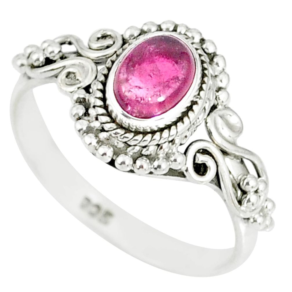 1.43cts natural pink tourmaline 925 silver solitaire handmade ring size 9 r82213