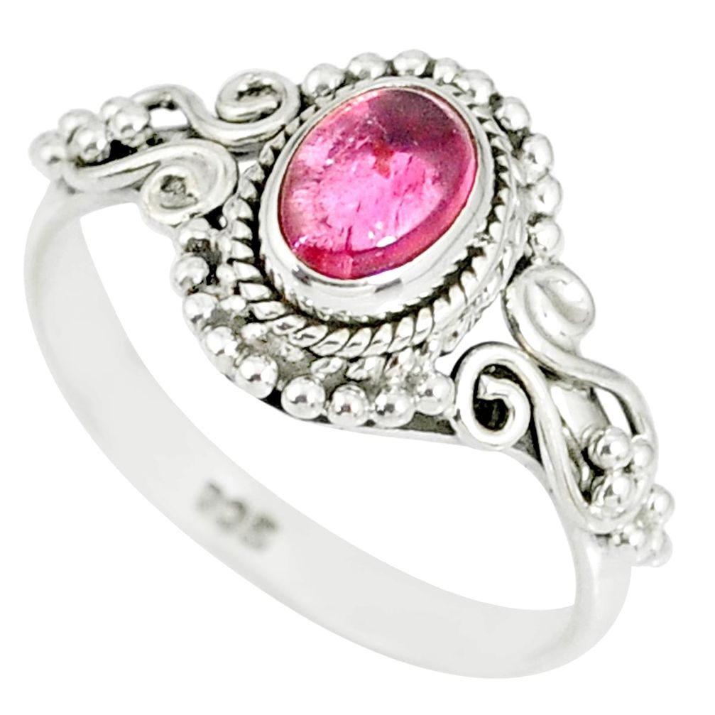 1.42cts natural pink tourmaline 925 silver solitaire handmade ring size 9 r82220