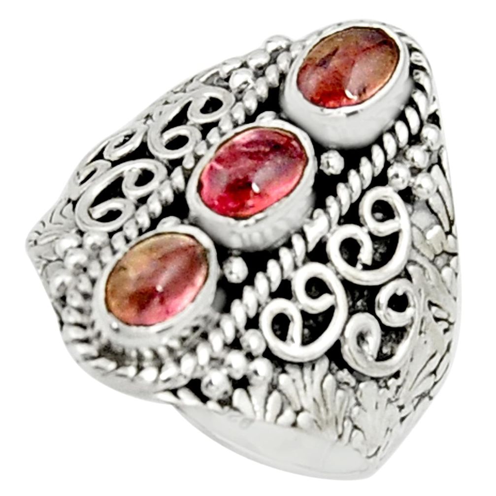 3.14cts natural pink tourmaline 925 sterling silver ring jewelry size 8.5 r22503