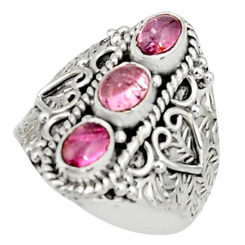 3.16cts natural pink tourmaline 925 sterling silver ring jewelry size 8.5 r22507